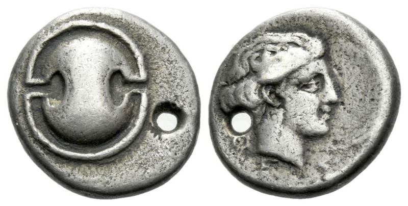 Boeotia, Thespiai Hemidrachm circa early-mid IV century BC, AR 14.00 mm., 2.63 g...