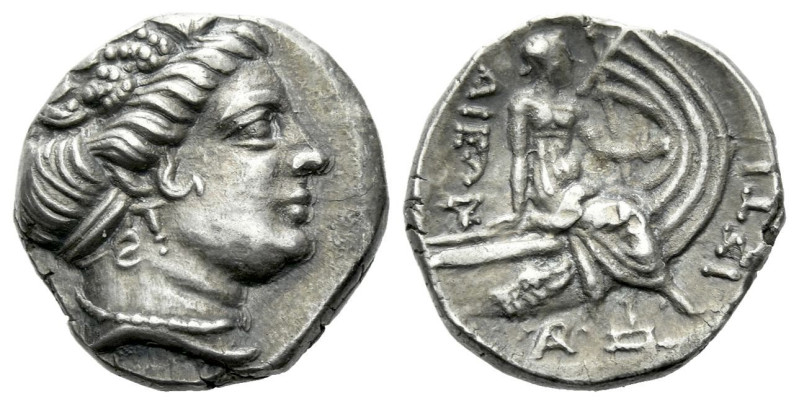Euboea, Histiaea Tetrobol III-II century BC, AR 15.00 mm., 2.62 g.
Head of nymp...