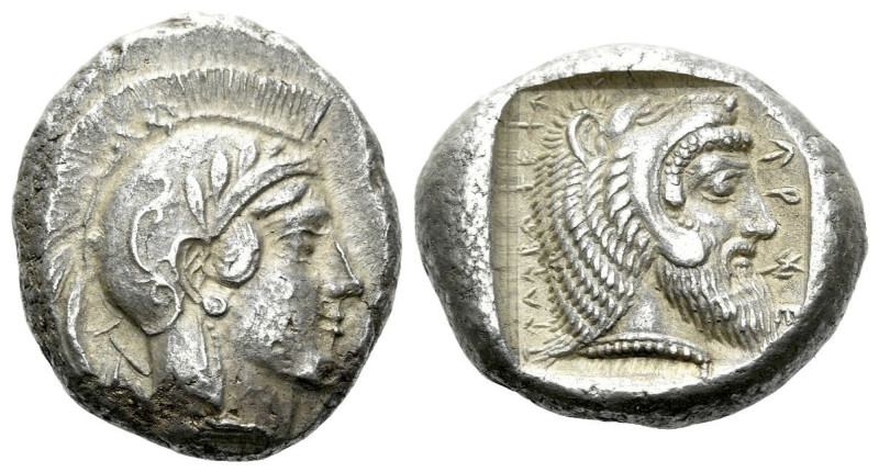 Lycia, Kherei Telmessos Stater circa 410-390, AR 19.00 mm., 8.55 g.
Helmeted he...