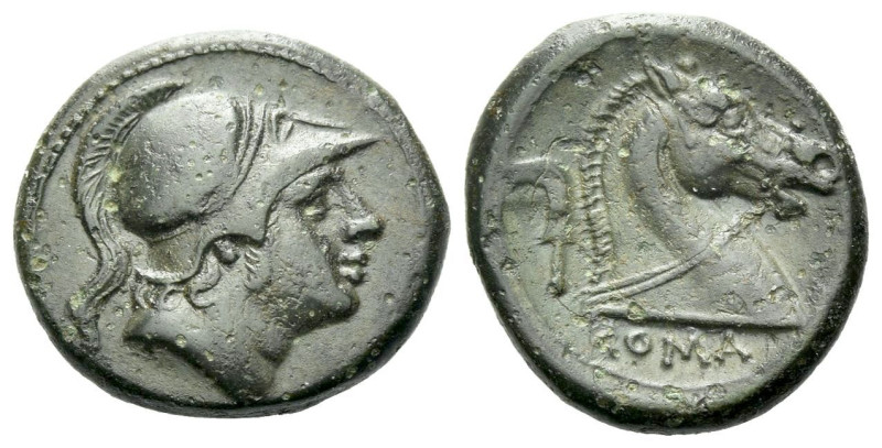 Litra circa 241-235, Æ 14.80 mm., 2.81 g.
Helmeted head of beardless Mars r. Re...