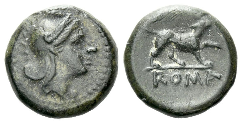 Half-Bronze circa 234-231, Æ 12.20 mm., 1.98 g.
Head of Roma r., wearing Phrygi...