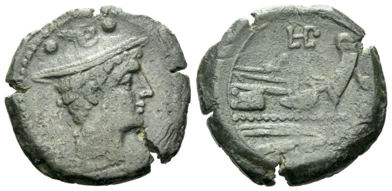LPLH series Sextans circa 194-190, Æ 19.70 mm., 5.39 g.
Bust of Mercury r.; abo...