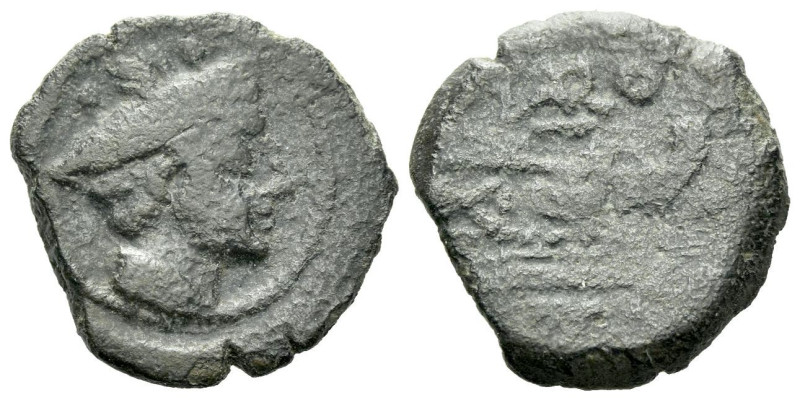 Terentius Varo Sextans circa 169-158, Æ 19.00 mm., 
Bust of Mercury r.; above, ...