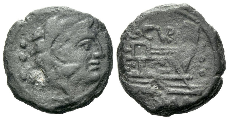 C. Curatius Trigeminus (without Victory) Quadrans After 82 BC, Æ 17.20 mm., 3.92...