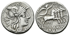 M. Aburius M. f. Gem. Denarius circa 132