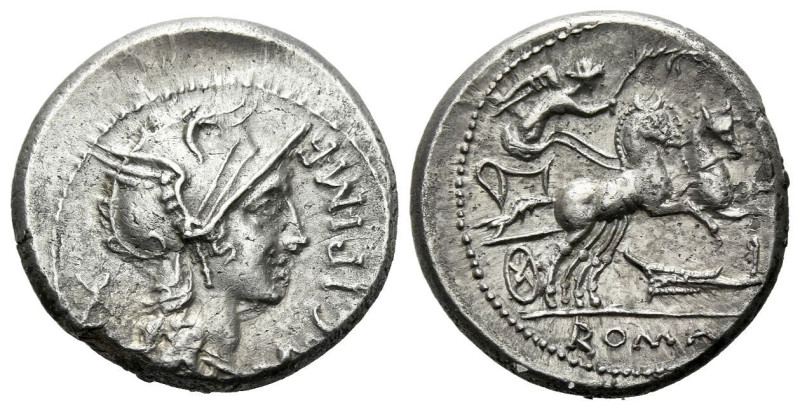 M. Cipius M. f. Denarius 115 or 144, AR 18.00 mm., 3.88 g.
M·CIPI·M·F Helmeted ...