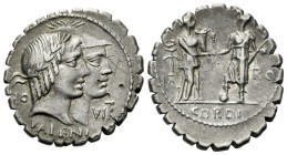Q. Fufius Calenus and Mucius Cordus Denarius serratus circa 70