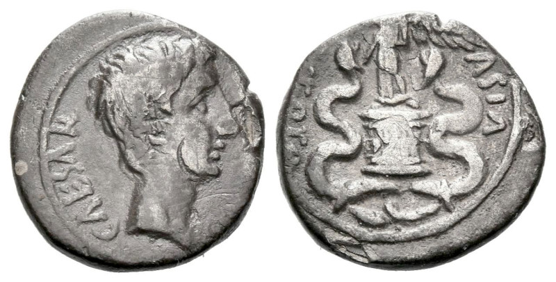 Octavian, 32 – 27 BC Quinarius Brundisium or Roma circa 29-28, AR 14.00 mm., 1.4...