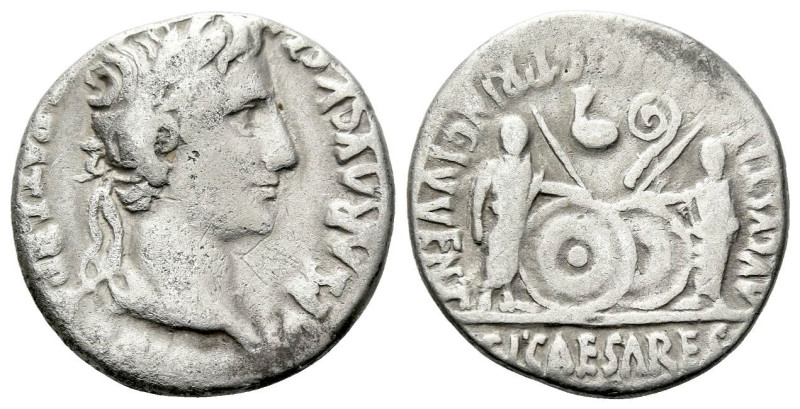 Octavian as Augustus, 27 BC – 14 AD Denarius Lugdunum circa 2 BC - AD 4, AR 18.0...