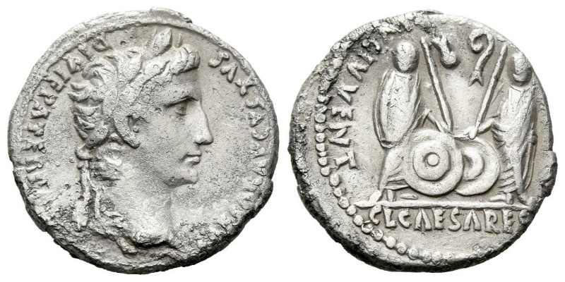 Octavian as Augustus, 27 BC – 14 AD Denarius Lugdunum circa 2 BC - AD 4, AR 18.0...