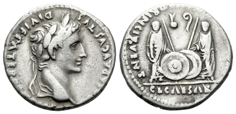 Octavian as Augustus, 27 BC – 14 AD Denarius Lugdunum circa 2 BC - AD 4, AR 18.0...