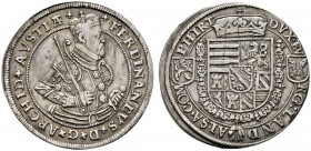 Römisch-Deutsches Reich 
 Haus Habsburg 
 Erzherzog Ferdinand 1564-1595 
 Taler o.J. -Ensisheim-. Älteres Porträt. Harnisch mit Gemmen verziert. MT...
