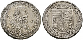 Römisch-Deutsches Reich 
 Haus Habsburg 
 Erzherzog Maximilian (III.) 1612-1618 
 Taler 1615 -Hall-. MT 396 var., Dav. 3321, Voglh. 122/8. -Walzenp...