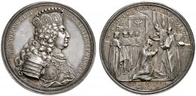 Römisch-Deutsches Reich 
 Haus Habsburg 
 Franz I. 1745-1765 
 Silbermedaille 1745 von M. Holtzhey, auf die Kaiserkrönung zu Frankfurt/M. Gekröntes...