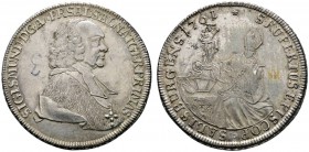 Römisch-Deutsches Reich 
 Salzburg, Erzbistum 
 Sigismund III. von Schrattenbach 1753-1771 
 Taler 1761. Hl. Rupert sitzend vor Tisch mit der Altöt...