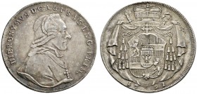 Römisch-Deutsches Reich 
 Salzburg, Erzbistum 
 Hieronymus Graf von Colloredo 1772-1803 
 Taler 1791. Zöttl 3231, Probszt 2445, Dav. 1265.
 feine ...