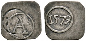Altdeutsche Münzen und Medaillen 
 Augsburg, Stadt 
 Klippenförmiger Silberpfennig 1579. &quot;A&quot; im Kreis / Jahreszahl im Kreis. Forster 85, F...