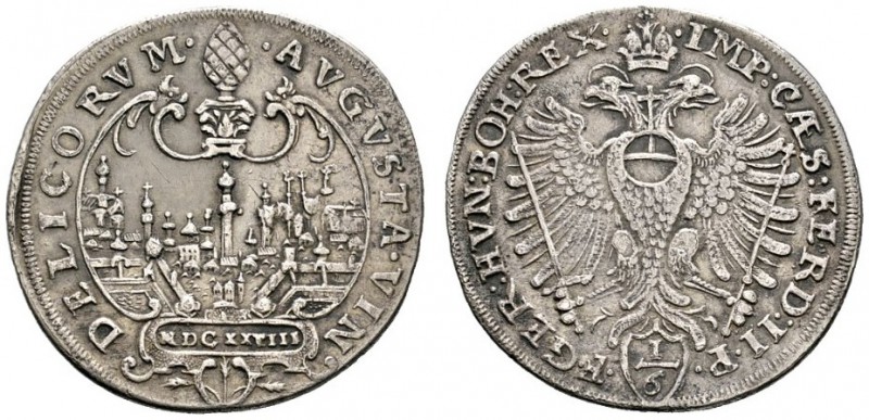 Altdeutsche Münzen und Medaillen 
 Augsburg, Stadt 
 1/6 Taler 1628. Mit Stadt...