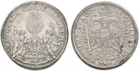 Altdeutsche Münzen und Medaillen 
 Augsburg, Stadt 
 Taler 1694. Stempel von P.H. Müller. Stadtpyr zwischen den Flußgöttern Wertach und Lech / Gekrö...