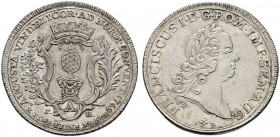 Altdeutsche Münzen und Medaillen 
 Augsburg, Stadt 
 Konventionstaler 1765. Stempel von J. Thiebáud. Mit Brustbild und Titulatur Kaiser Franz I. For...