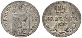 Altdeutsche Münzen und Medaillen 
 Baden-Durlach 
 Karl Ludwig Friedrich 1811-1818 
 3 Kreuzer 1812. AKS 30, J. 8.
 winzige Schrötlingsfehler, vor...