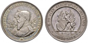 Altdeutsche Münzen und Medaillen 
 Baden-Durlach 
 Friedrich I. 1852-1907 
 Silbermedaille 1896 unsigniert (geprägt bei Mayer und Wilhelm), auf sei...