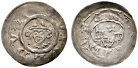 Altdeutsche Münzen und Medaillen 
 Bamberg, Bistum 
 Leopold I. von Grundlach 1296-1303 
 Pfennig o.J. Bischofsbrustbild mit spitzer Mitra von vorn...