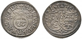 Altdeutsche Münzen und Medaillen 
 Bamberg, Bistum 
 Marquard Sebastian Schenk von Stauffenberg 1683-1693 
 Groschen 1685 -Mainz-. Ohne Münzmeister...