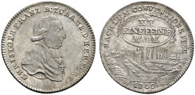 Altdeutsche Münzen und Medaillen 
 Bamberg, Bistum 
 Christoph Franz von Buseck 1795-1802 
 1/2 Konventionstaler 1800. Brustbild nach rechts / Stad...