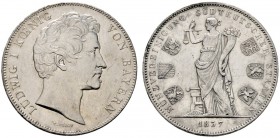 Altdeutsche Münzen und Medaillen 
 Bayern 
 Ludwig I. 1825-1848 
 Geschichtsdoppeltaler 1837. Münzvereinigung süddeutscher Staaten. AKS 98, J. 66, ...