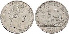 Altdeutsche Münzen und Medaillen 
 Bayern 
 Ludwig I. 1825-1848 
 Geschichtstaler 1835. Erste Eisenbahn von Nürnberg nach Fürth. AKS 135, J. 50, Th...