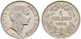 Altdeutsche Münzen und Medaillen 
 Bayern 
 Ludwig II. 1864-1886 
 Gulden 1864. AKS 177, J. 100.
 Prachtexemplar, fast Stempelglanz aus Erstabschl...