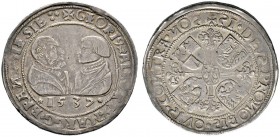 Altdeutsche Münzen und Medaillen 
 Brandenburg-Franken 
 Georg und Albrecht 1527-1543. Taler 1537 -Schwabach-. Die Hüftbilder der beiden Markgrafen ...