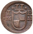 Altdeutsche Münzen und Medaillen 
 Brandenburg-Ansbach 
 Joachim Ernst 1603-1625 
 Einseitige Cu-2 Kipperpfennig 1622 -Fürth-. Slg. Wilm. 865, Slg....