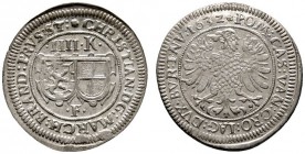 Altdeutsche Münzen und Medaillen 
 Brandenburg-Bayreuth 
 Christian 1603-1655 
 Batzen 1632 -Fürth-. Slg. Wilm. 626, Slg. Grüber 3585.
 besserer J...