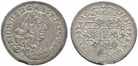 Altdeutsche Münzen und Medaillen 
 Brandenburg-Preußen 
 Friedrich Wilhelm 1640-1688 
 1/3 Taler 1671 -Königsberg-. v.Schr. 667.
 winziges Zainend...