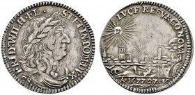 Altdeutsche Münzen und Medaillen 
 Brandenburg-Preußen 
 Friedrich Wilhelm 1640-1688 
 Silberabschlag vom Doppeldukat 1677 -Berlin-. Auf die Erober...