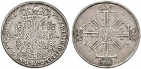 Altdeutsche Münzen und Medaillen 
 Brandenburg-Preußen 
 Friedrich III. 1688-1701 
 Albertustaler 1695 -Berlin-. Gekrönter Wappenschild / Vier gekr...