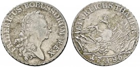 Altdeutsche Münzen und Medaillen 
 Brandenburg-Preußen 
 Friedrich II. 1740-1786 
 Reichstaler, sogen. Sterbetaler 1786 -Berlin-. Olding 70 Anm., v...