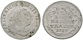 Altdeutsche Münzen und Medaillen 
 Brandenburg-Preußen 
 Friedrich II. 1740-1786 
 1/3 Taler 1759 -Dresden-. Kriegsprägung. Olding 344, v.Schr. 168...