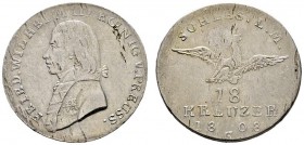 Altdeutsche Münzen und Medaillen 
 Brandenburg-Preußen 
 Friedrich Wilhelm III. 1797-1840 
 18 Kreuzer 1808 -Glatz. Für Schlesien. AKS 46, J. 14, v...