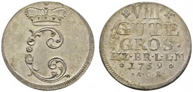 Altdeutsche Münzen und Medaillen 
 Braunschweig-Wolfenbüttel 
 Carl I. 1735-1780 
 8 Gute Groschen 1759 -Braunschweig- (ACB). Welter 2746.
 prägef...