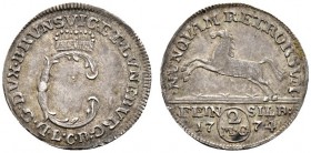 Altdeutsche Münzen und Medaillen 
 Braunschweig-Wolfenbüttel 
 Carl I. 1735-1780 
 2 Mariengroschen 1774 -Zellerfeld- (LCR). Welter - vgl. 2758 (Ja...