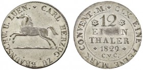 Altdeutsche Münzen und Medaillen 
 Braunschweig-Wolfenbüttel 
 Karl 1815-1830 
 1/12 Taler 1829 -Braunschweig-. AKS 57, J. 237c.
 besserer Jahrgan...