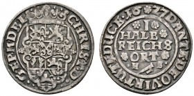 Altdeutsche Münzen und Medaillen 
 Braunschweig-Lüneburg-Celle 
 Christian von Minden 1611-1633 
 1/2 Reichsort 1627 -Clausthal-. Neunfeldiges Wapp...