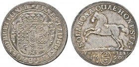 Altdeutsche Münzen und Medaillen 
 Braunschweig-Calenberg-Hannover 
 Ernst August 1679-1698 
 Gulden zu 2/3 Taler 1690 -Clausthal-. Welter 1974, Da...