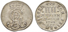 Altdeutsche Münzen und Medaillen 
 Braunschweig-Calenberg-Hannover 
 Georg I. 1714-1727 
 4 Mariengroschen 1725 -Zellerfeld-. Mit Monogramm. Welter...