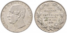 Altdeutsche Münzen und Medaillen 
 Braunschweig-Calenberg-Hannover 
 Georg V. 1851-1866 
 Vereinstaler 1865 B. Waterloo. AKS 160, J. 98, Thun 176, ...