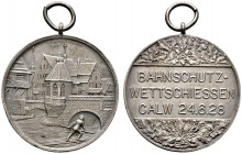 Altdeutsche Münzen und Medaillen 
 Calw, Stadt 
 Tragbare, versilberte Bronzemedaille 1928 von B.H. Mayer, auf das Bahnschutz-Wettschießen zu Calw. ...