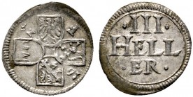 Altdeutsche Münzen und Medaillen 
 Fränkischer Kreis 
 3 Heller 1624 -Fürth-. Münzmeister Conrad Stutz. Vier Wappenschilde (Bamberg, Würzburg, Brand...